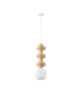 Clio Tall Slim Pendant Ceiling Light Yellow Matt White E14 1x5W-1