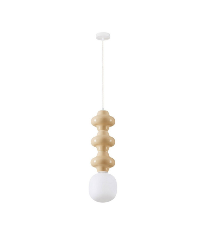Clio Tall Slim Pendant Ceiling Light Yellow Matt White E14 1x5W-1