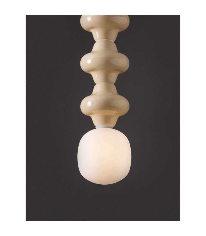 Clio Tall Slim Pendant Ceiling Light Yellow Matt White E14 1x5W-5