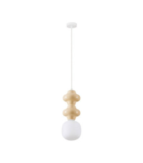 Clio Slim Pendant Ceiling Light Yellow Matt White E14 1x5W-1