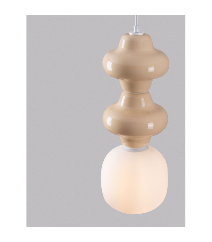 Clio Slim Pendant Ceiling Light Yellow Matt White E14 1x5W-5