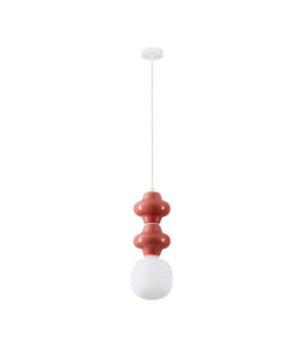 Clio Slim Pendant Ceiling Light Red Matt White E14 1x5W-1