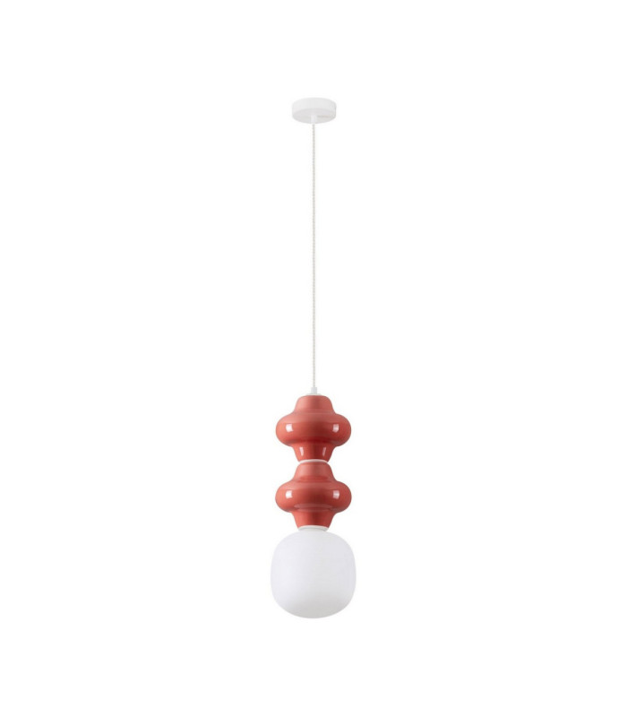 Clio Slim Pendant Ceiling Light Red Matt White E14 1x5W-1