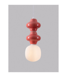 Clio Slim Pendant Ceiling Light Red Matt White E14 1x5W-2