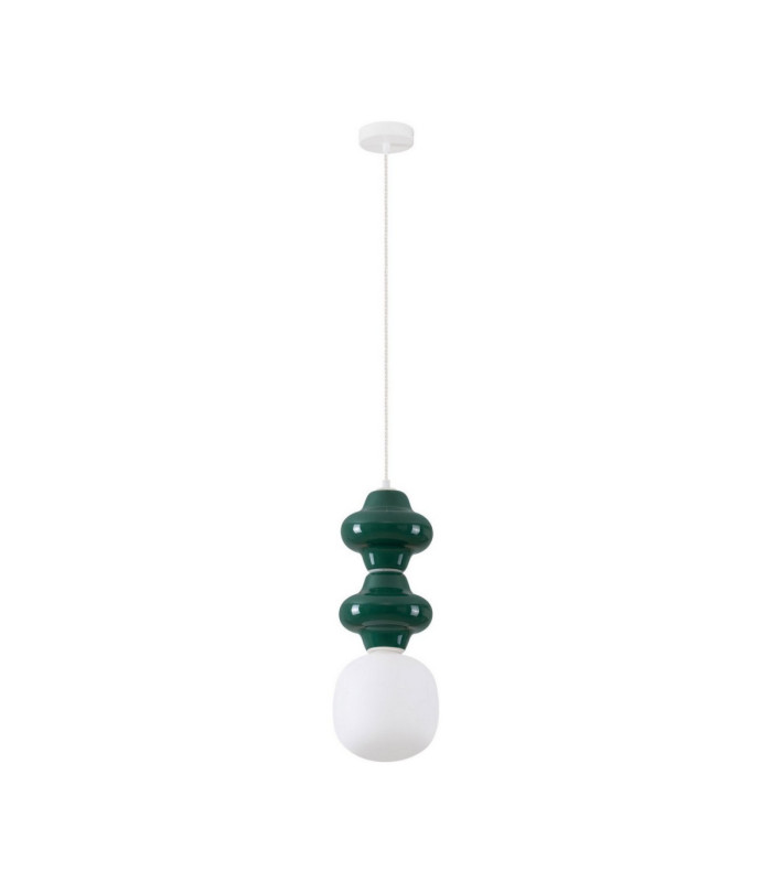 Clio Slim Pendant Ceiling Light Green Matt White E14 1x5W-1