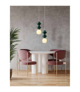 Clio Slim Pendant Ceiling Light Green Matt White E14 1x5W-2