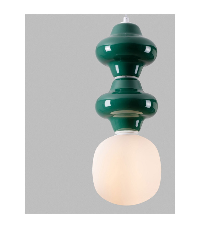 Clio Slim Pendant Ceiling Light Green Matt White E14 1x5W-5