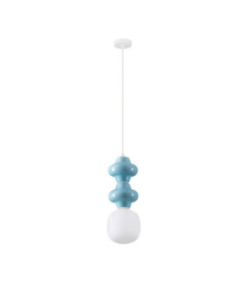 Clio Slim Pendant Ceiling Light Blue Matt White E14 1x5W-1