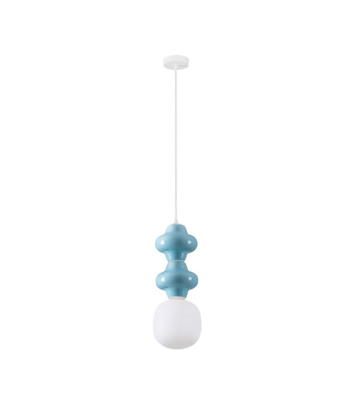 Clio Slim Pendant Ceiling Light Blue Matt White E14 1x5W-1