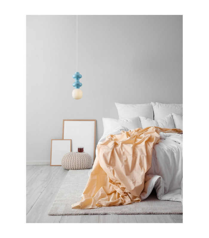 Clio Slim Pendant Ceiling Light Blue Matt White E14 1x5W-2