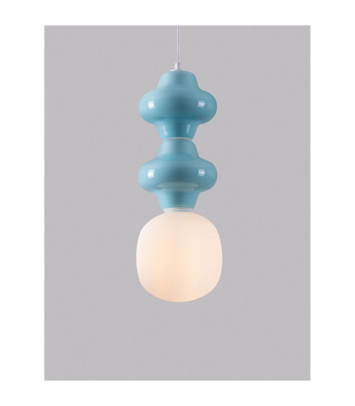 Clio Slim Pendant Ceiling Light Blue Matt White E14 1x5W-5