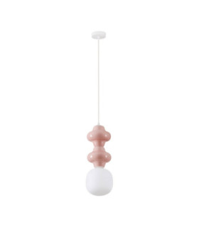 Clio Slim Pendant Ceiling Light Pink Matt White E14 1x5W-1