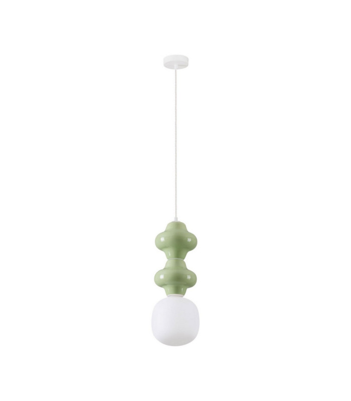 Clio Slim Pendant Ceiling Light Green Matt White E14 1x5W-1
