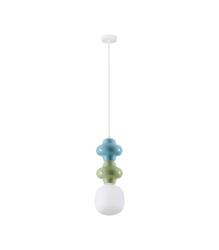 Clio Slim Pendant Ceiling Light Green Blue Matt White E14 1x5W-1