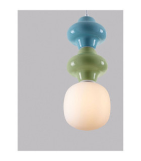 Clio Slim Pendant Ceiling Light Green Blue Matt White E14 1x5W-2