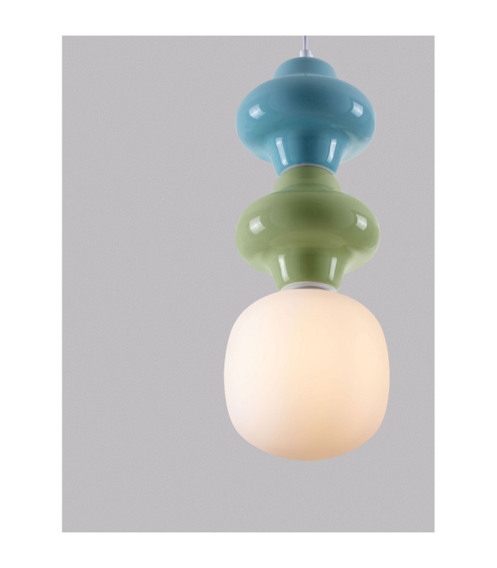 Clio Slim Pendant Ceiling Light Green Blue Matt White E14 1x5W-2