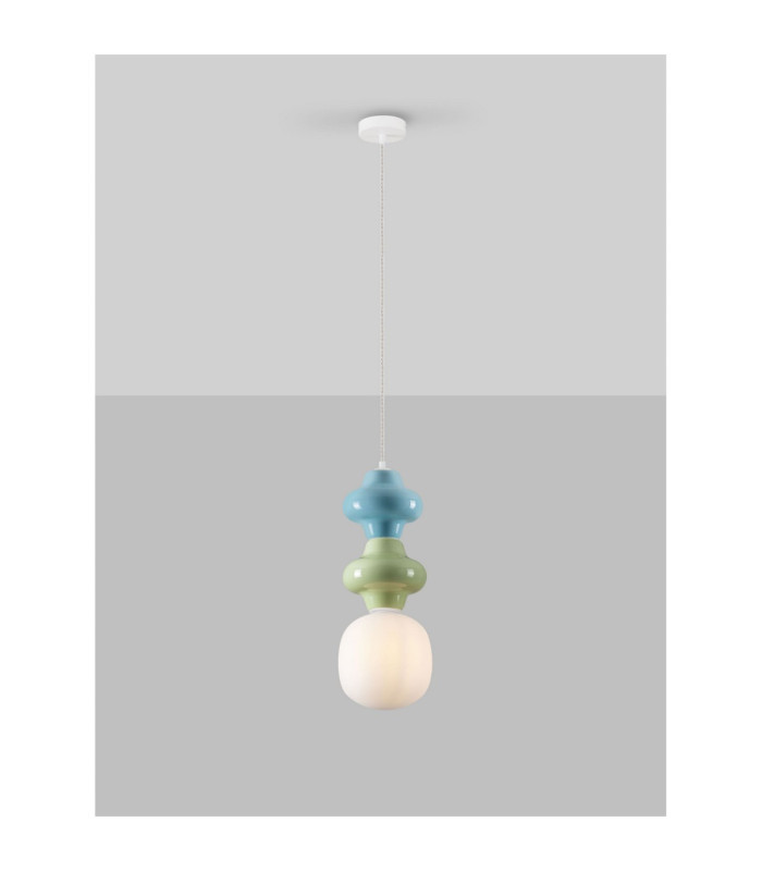 Clio Slim Pendant Ceiling Light Green Blue Matt White E14 1x5W-4