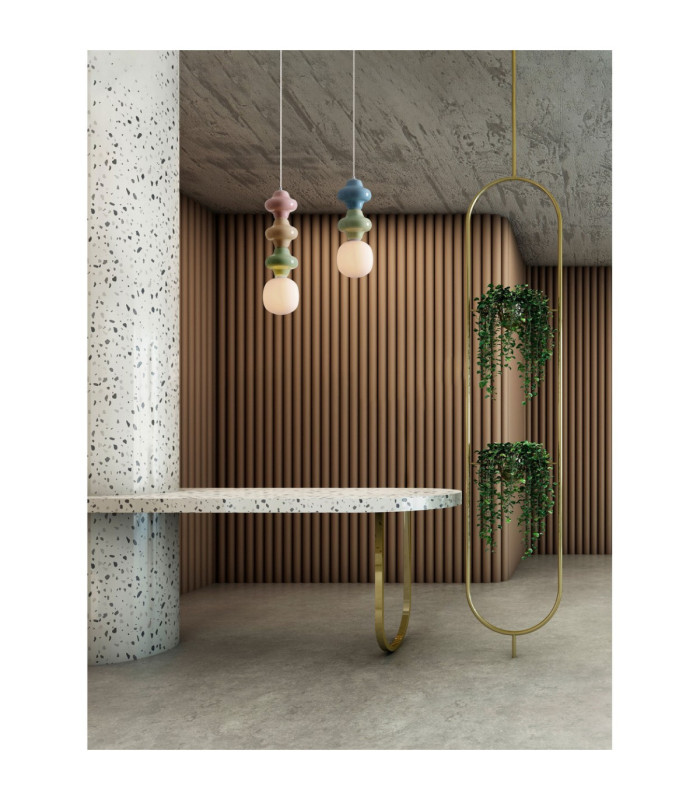 Clio Slim Pendant Ceiling Light Green Blue Matt White E14 1x5W-5