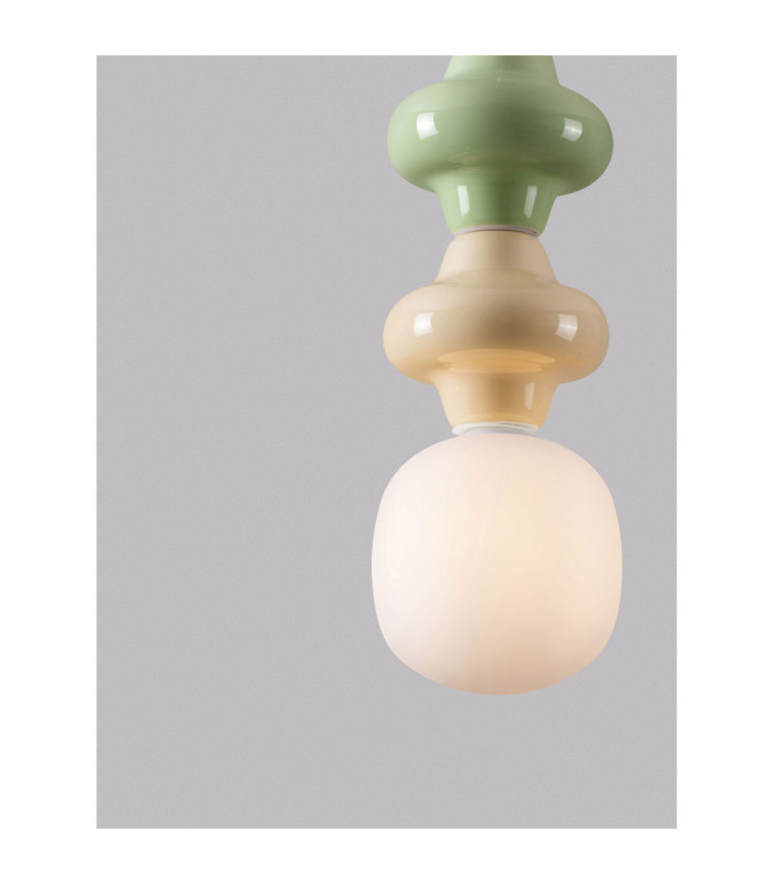 Clio Slim Pendant Ceiling Light Green Yellow Matt White E14 1x5W-5