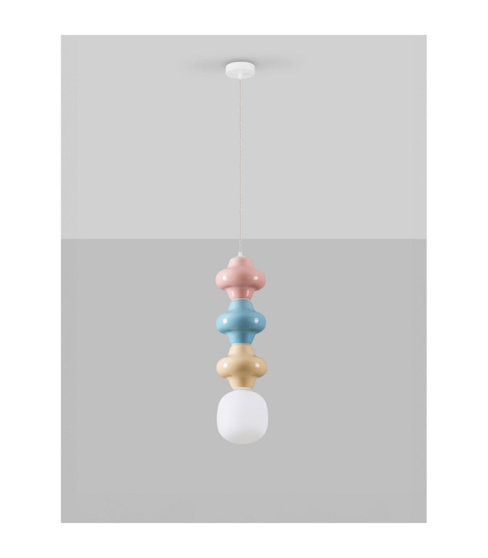 Clio Slim Pendant Ceiling Light Pink Blue Yellow Matt White E14 1x5W-3
