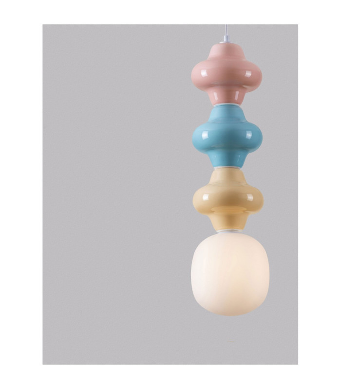 Clio Slim Pendant Ceiling Light Pink Blue Yellow Matt White E14 1x5W-5