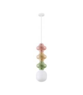 Clio Slim Pendant Ceiling Light Pink Yellow Green Matt White E14 1x5W-1