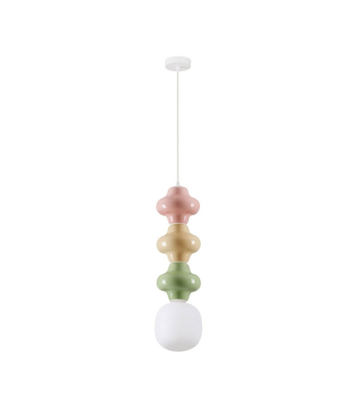 Clio Slim Pendant Ceiling Light Pink Yellow Green Matt White E14 1x5W-1