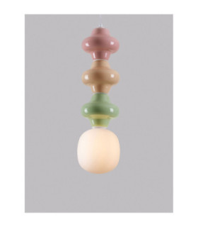 Clio Slim Pendant Ceiling Light Pink Yellow Green Matt White E14 1x5W-2