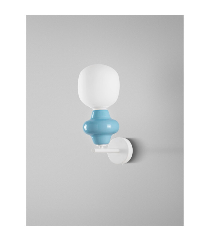 Clio Globe Wall Lights Blue Matt White E14 1x5W-3