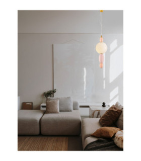 Obrie Slim Pendant Ceiling Light Glossy Brushed Gold Orange Pink LED 12W 794lm 3000K-2