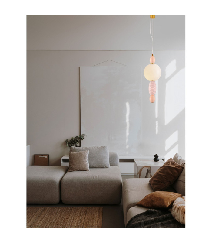 Obrie Slim Pendant Ceiling Light Glossy Brushed Gold Orange Pink LED 12W 794lm 3000K-2