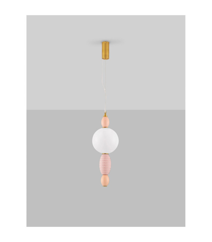 Obrie Slim Pendant Ceiling Light Glossy Brushed Gold Orange Pink LED 12W 794lm 3000K-3
