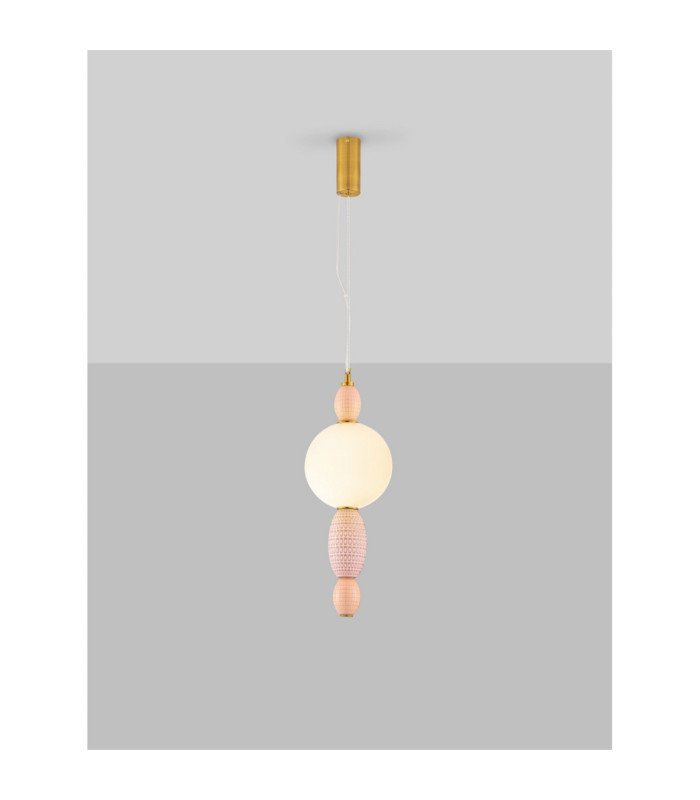 Obrie Slim Pendant Ceiling Light Glossy Brushed Gold Orange Pink LED 12W 794lm 3000K-4