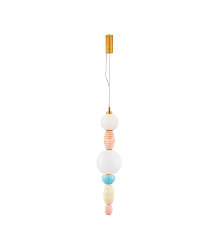 Obrie Slim Pendant Ceiling Light Glossy Brushed Gold Orange Blue Cream Pink LED 23W 1423lm 3000K-1