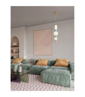 Obrie Slim Pendant Ceiling Light Glossy Brushed Gold Orange Blue Cream Pink LED 23W 1423lm 3000K-2