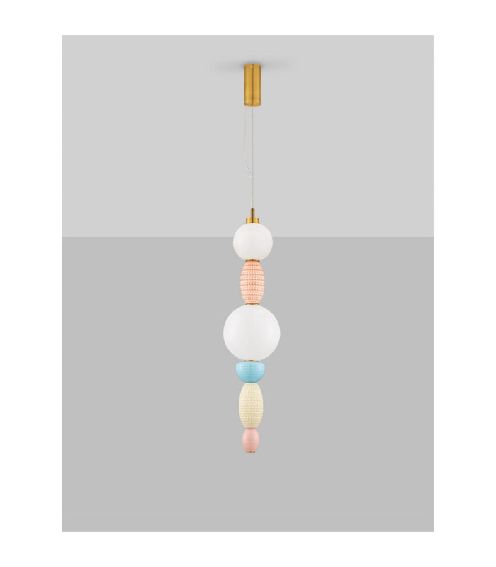Obrie Slim Pendant Ceiling Light Glossy Brushed Gold Orange Blue Cream Pink LED 23W 1423lm 3000K-3
