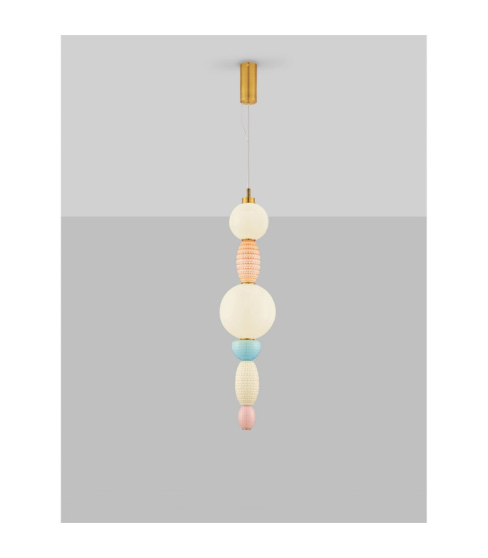 Obrie Slim Pendant Ceiling Light Glossy Brushed Gold Orange Blue Cream Pink LED 23W 1423lm 3000K-4