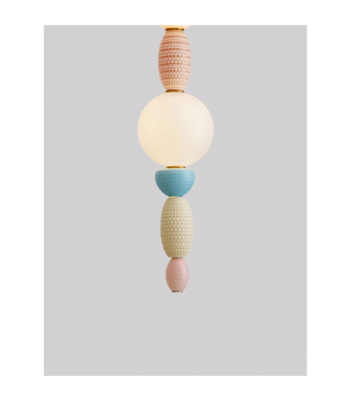 Obrie Slim Pendant Ceiling Light Glossy Brushed Gold Orange Blue Cream Pink LED 23W 1423lm 3000K-5