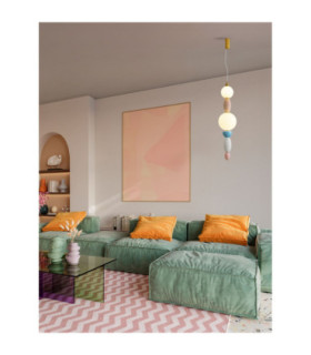 Obrie Slim Pendant Ceiling Light Glossy Brushed Gold Orange Blue LED 27W 2032lm 3000K-2