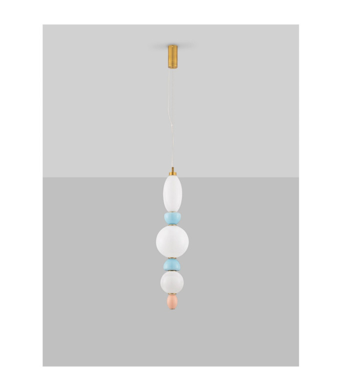 Obrie Slim Pendant Ceiling Light Glossy Brushed Gold Orange Blue LED 27W 2032lm 3000K-3