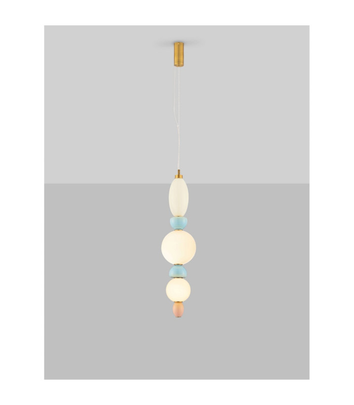 Obrie Slim Pendant Ceiling Light Glossy Brushed Gold Orange Blue LED 27W 2032lm 3000K-4