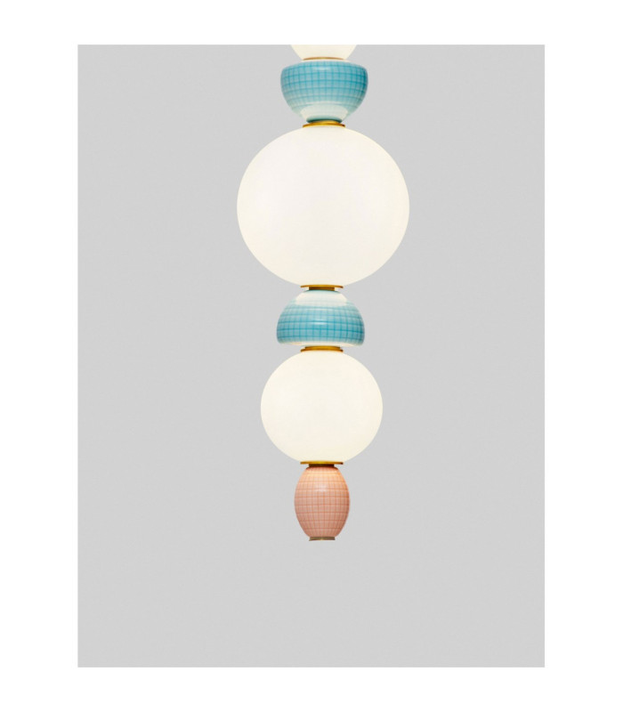 Obrie Slim Pendant Ceiling Light Glossy Brushed Gold Orange Blue LED 27W 2032lm 3000K-5