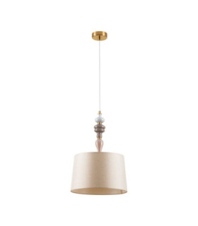 Damo Cylindrical Pendant Ceiling Light Antique Brass Soft Orange Brown E27 1x12W-1