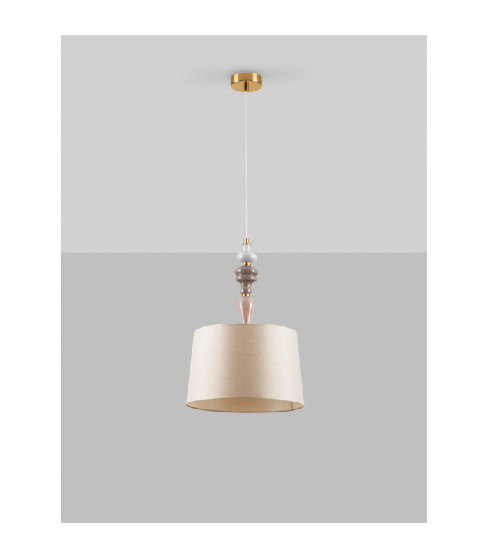 Damo Cylindrical Pendant Ceiling Light Antique Brass Soft Orange Brown E27 1x12W-3