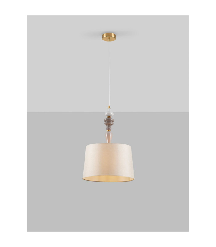Damo Cylindrical Pendant Ceiling Light Antique Brass Soft Orange Brown E27 1x12W-4