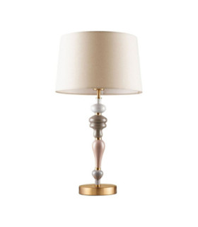 Damo Table Lamp with Round Tapered Shade Soft Orange Brown E27 1x12W-1