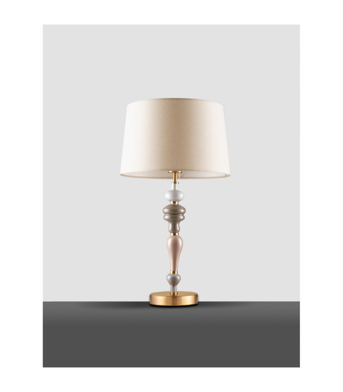 Damo Table Lamp with Round Tapered Shade Soft Orange Brown E27 1x12W-3