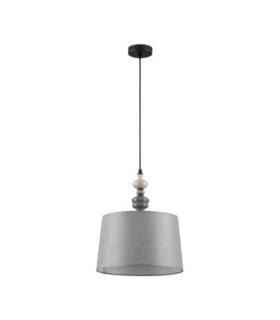 Damo 34cm Cylindrical Pendant Ceiling Light Matt Black Brown Grey E27 1x12W-1