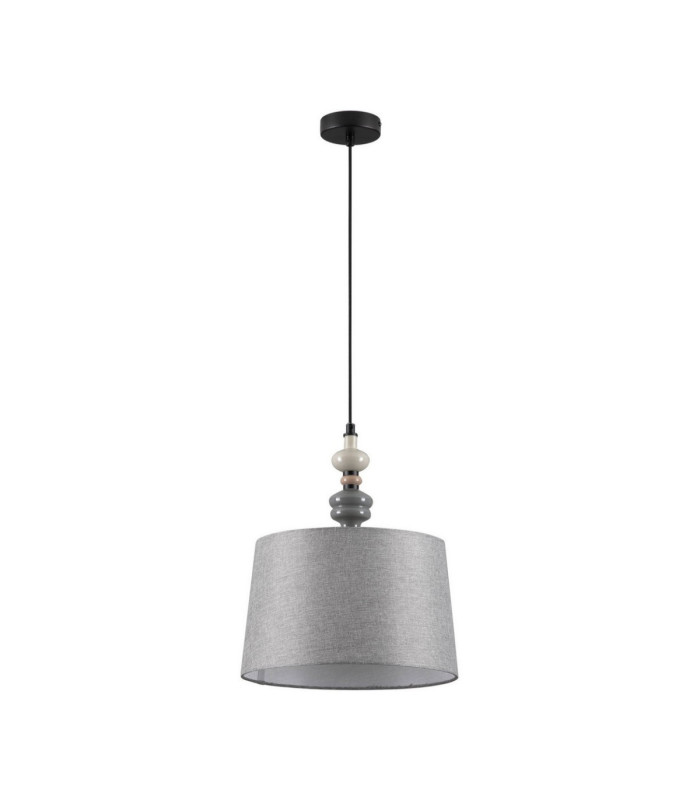 Damo 34cm Cylindrical Pendant Ceiling Light Matt Black Brown Grey E27 1x12W-1