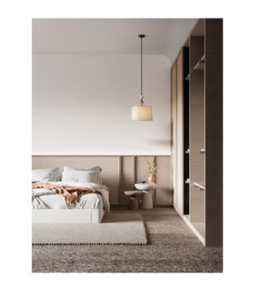 Damo 34cm Cylindrical Pendant Ceiling Light Matt Black Brown Grey E27 1x12W-2